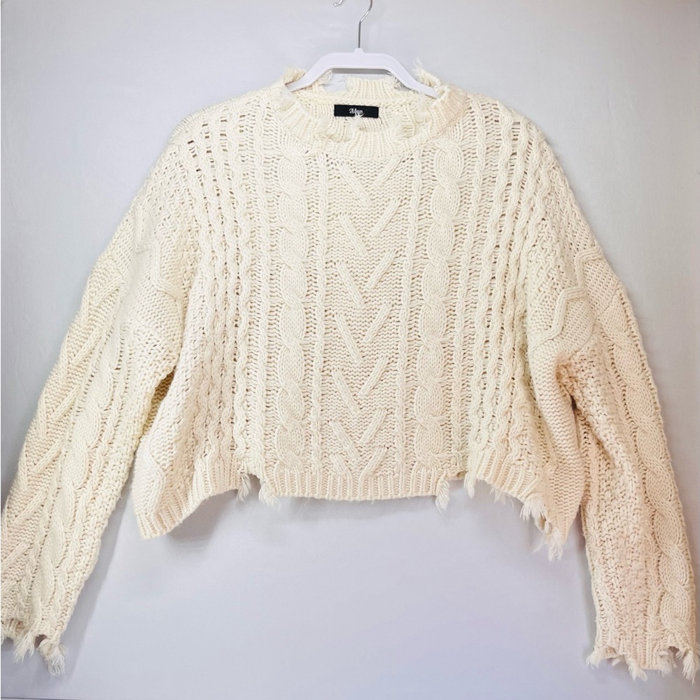 Cream Cable Knit Cropped Sweater